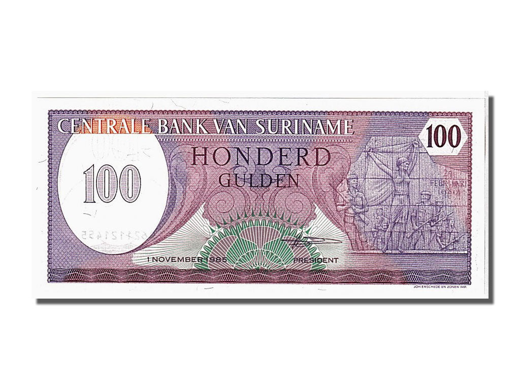 Banknote, Suriname, 100 Gulden, 1985, 1985-11-01, KM:128b, UNC(65-70)