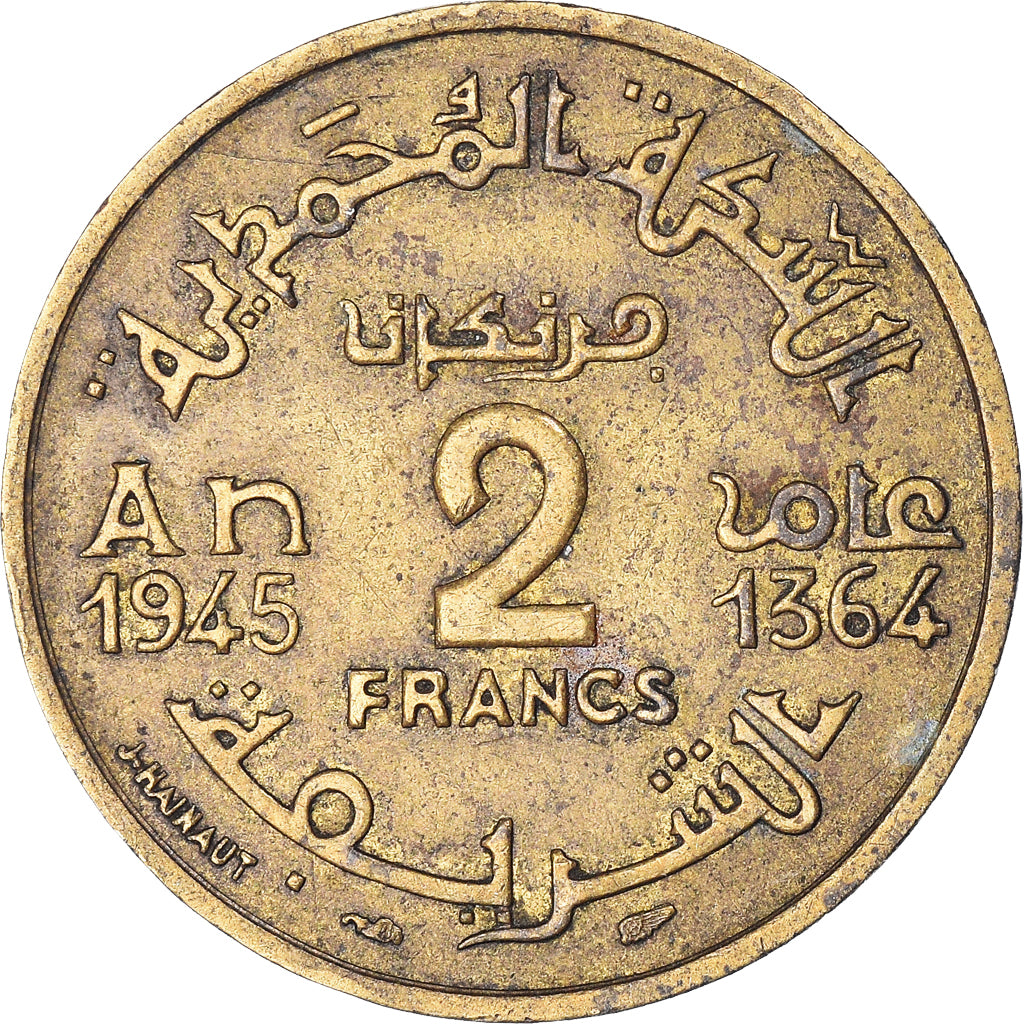 Moneta, Marocco, 2 Francs, 1945