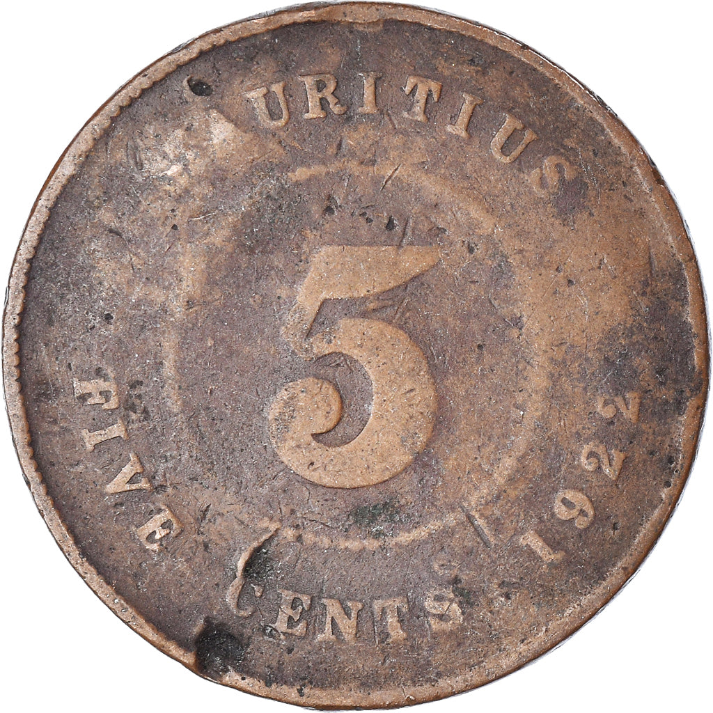 Coin, Mauritius, 5 Cents, 1922