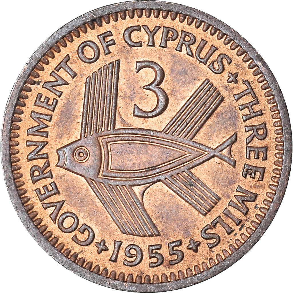 Monnaie, Chypre, 3 Mils, 1955