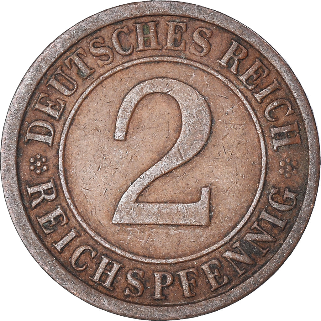 Moeda, ALEMANHA, REPÚBLICA DE WEIMAR, 2 Reichspfennig, 1925