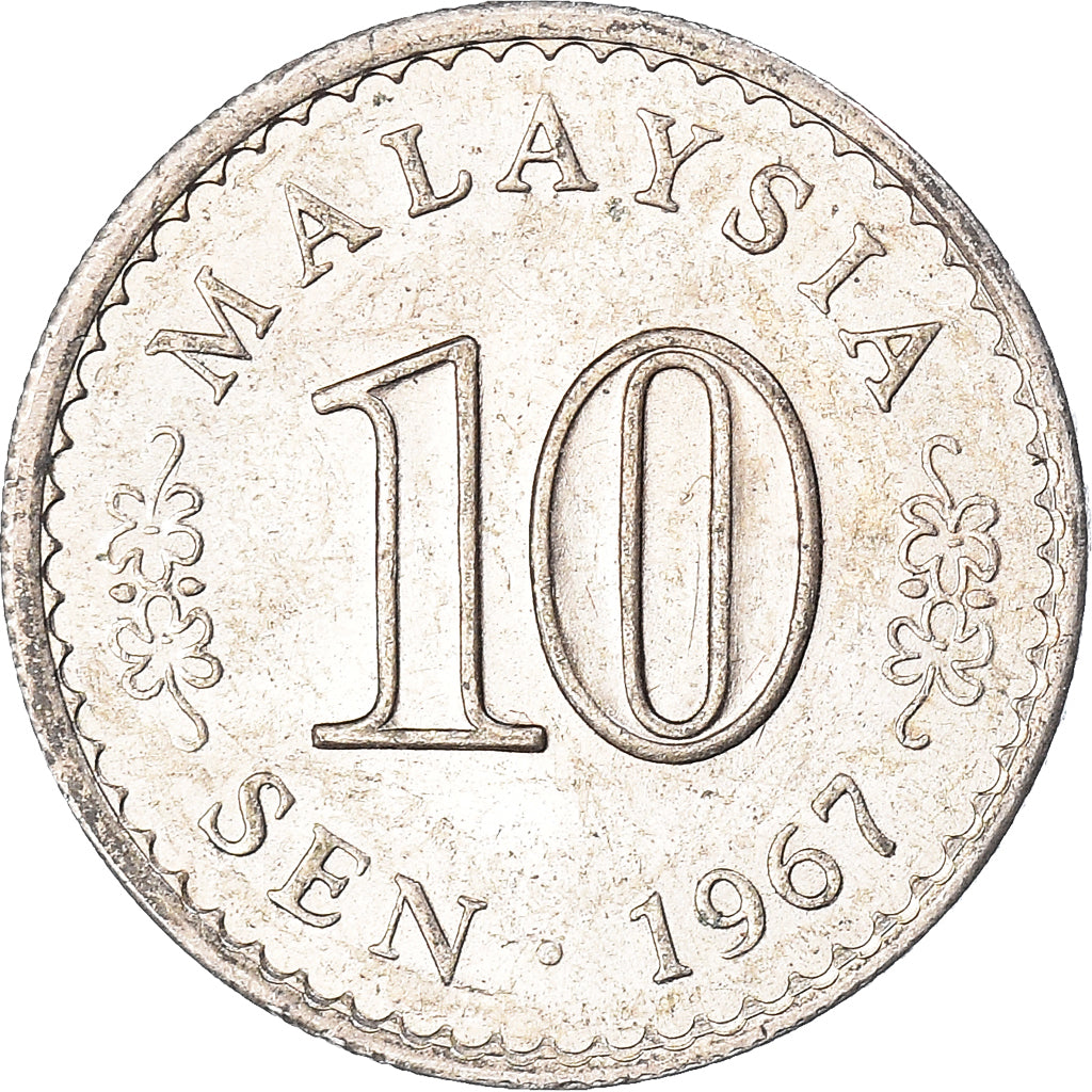 Monnaie, Malaysie, 10 Sen, 1967