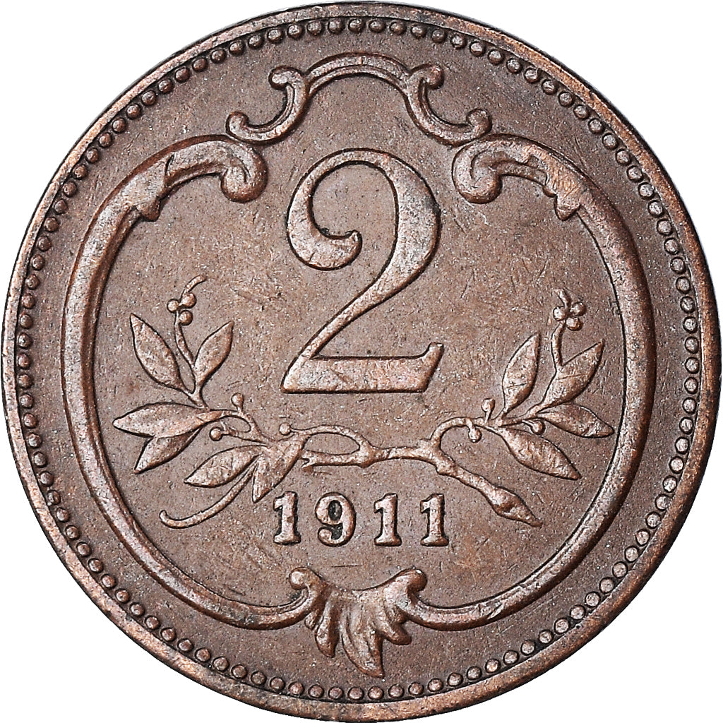 Moeda, Áustria, 2 Heller, 1911