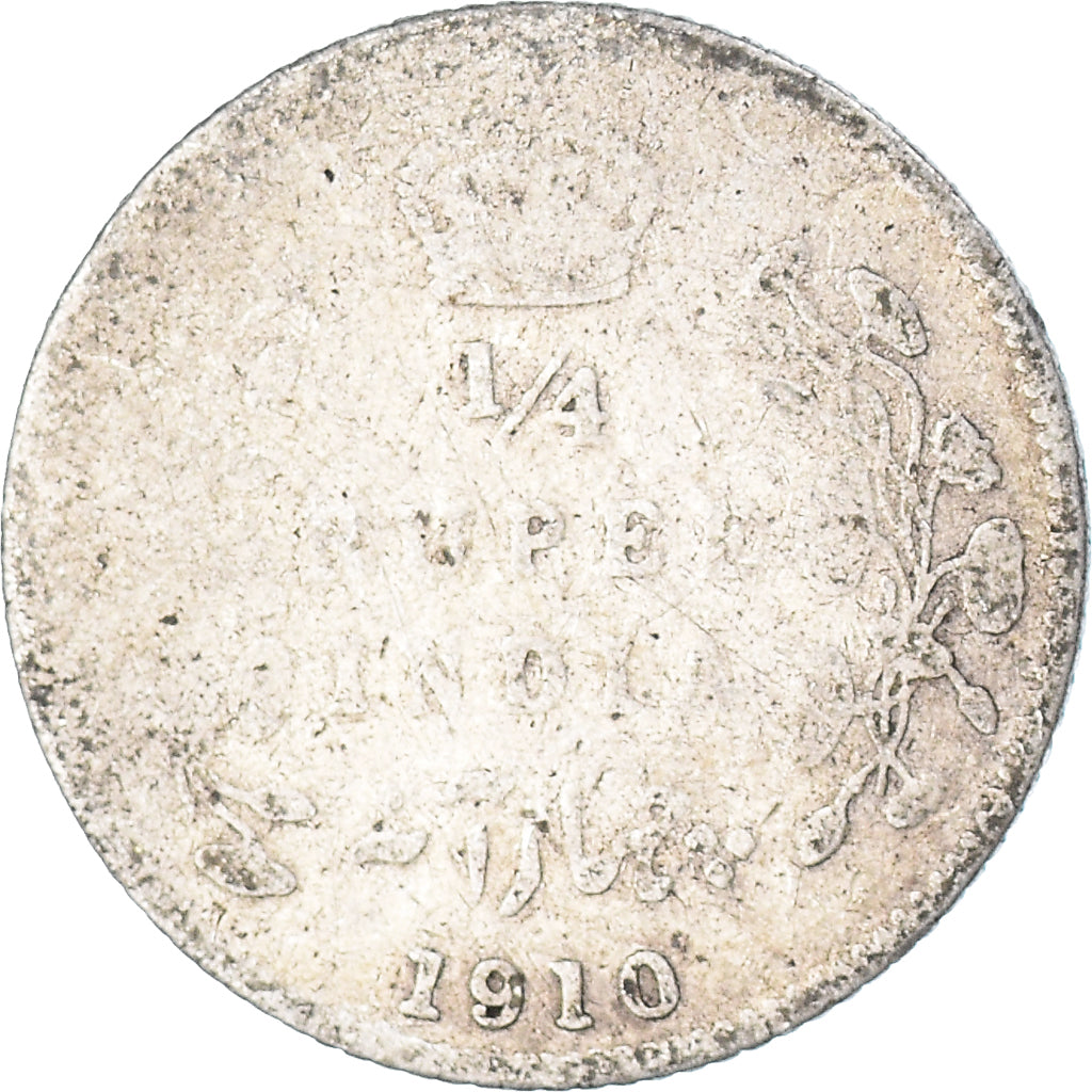 Munten, INDIA-BRITS, 1/4 Rupee, 1910
