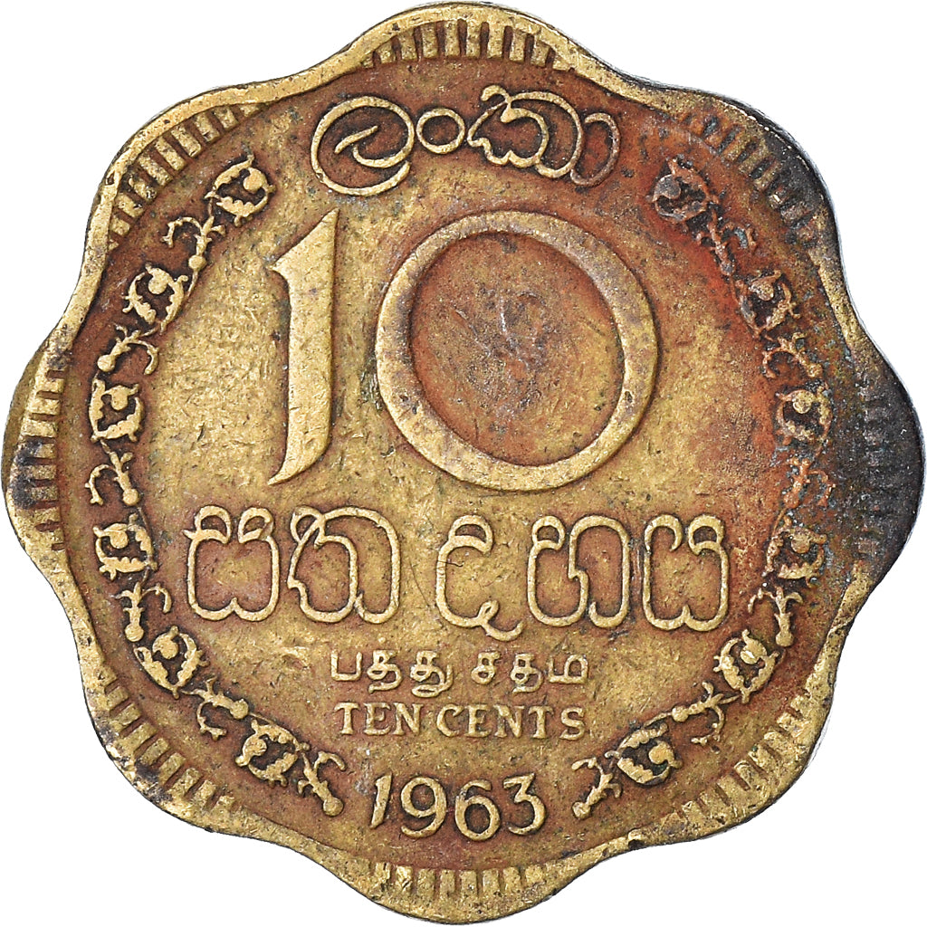 Moneda, Ceilán, 10 Cents, 1963