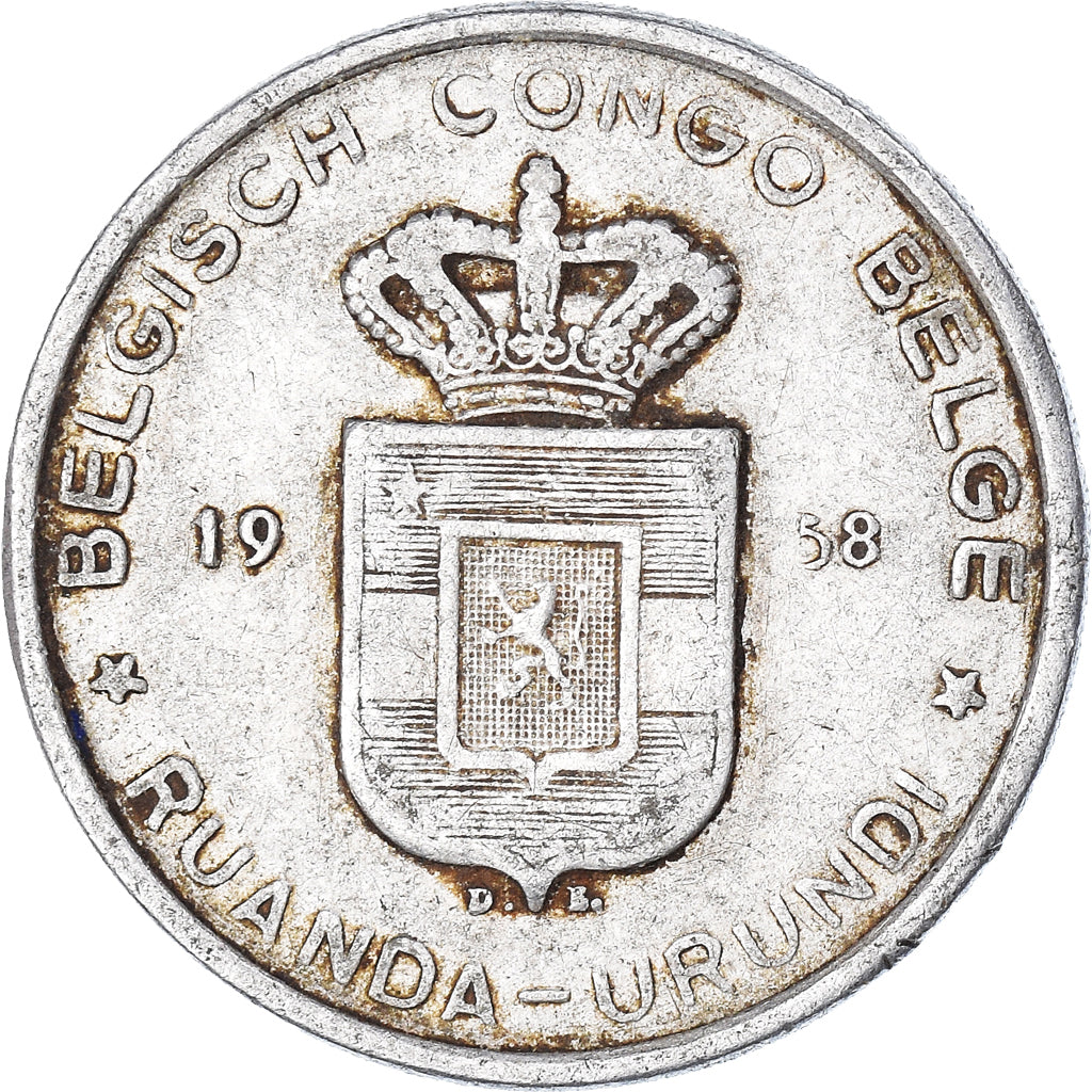 Coin, Belgian Congo, 5 Francs, 1958