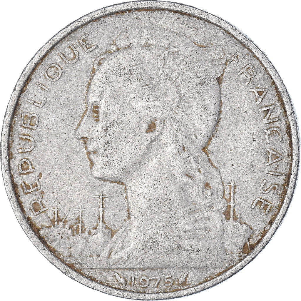 Moneda, Yibuti, 5 Francs, 1975