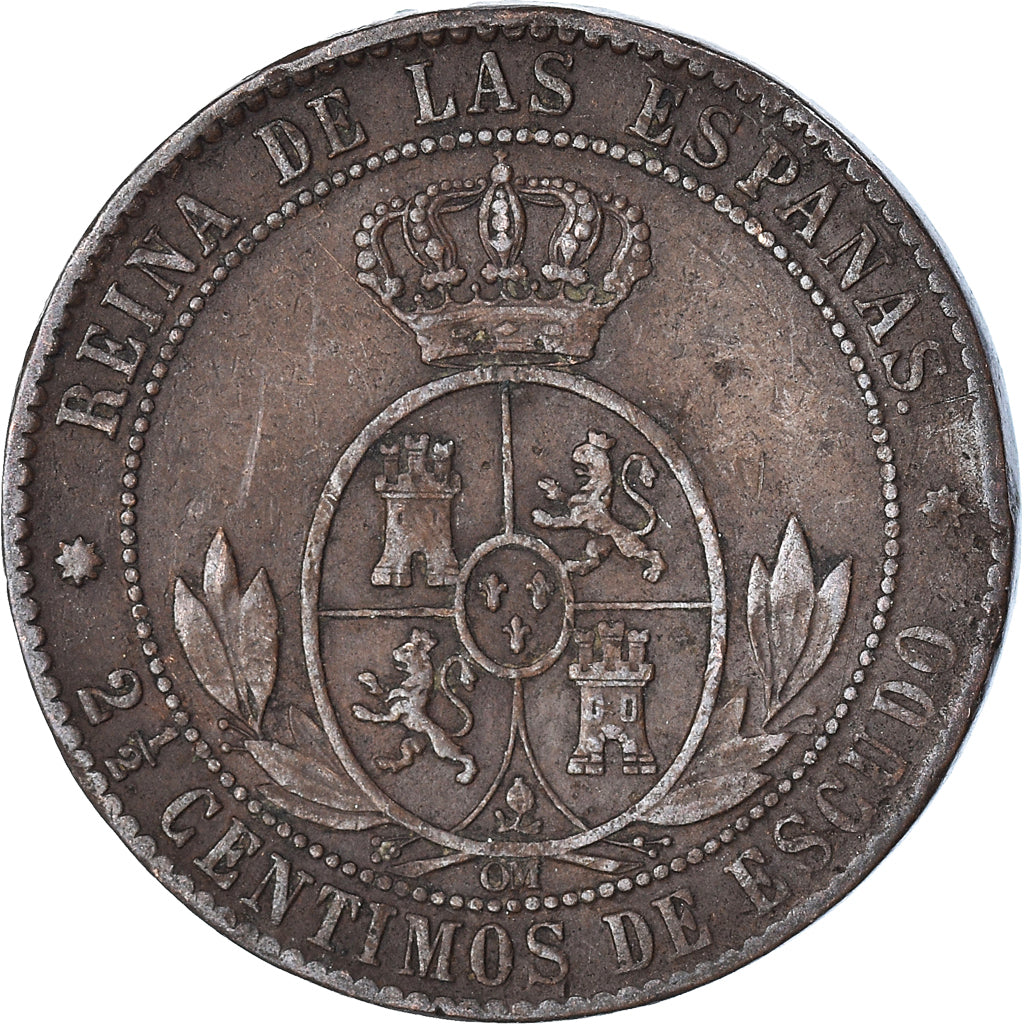 Munten, Spanje, 2-1/2 Centimos, 1868