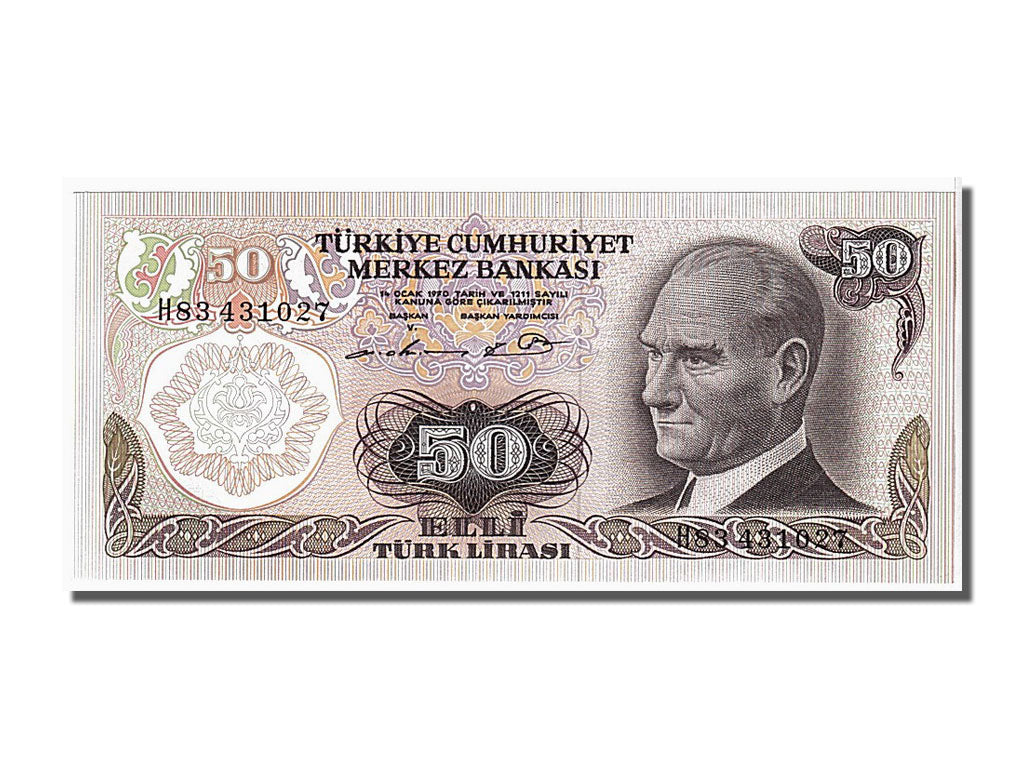 Turkey, 50 Lira, 1970, KM #188, UNC(65-70), H83431027