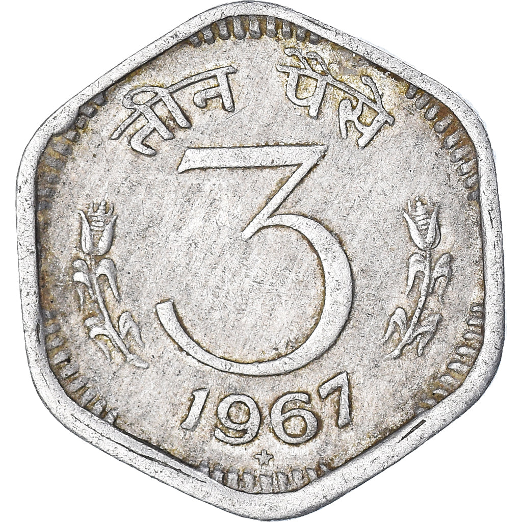 Coin, INDIA-REPUBLIC, 3 Paise, 1967