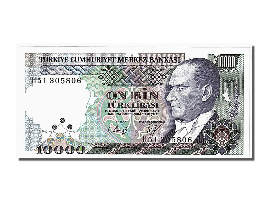 Turkey, 10,000 Lira, 1970, KM #200, UNC(65-70), H51305806