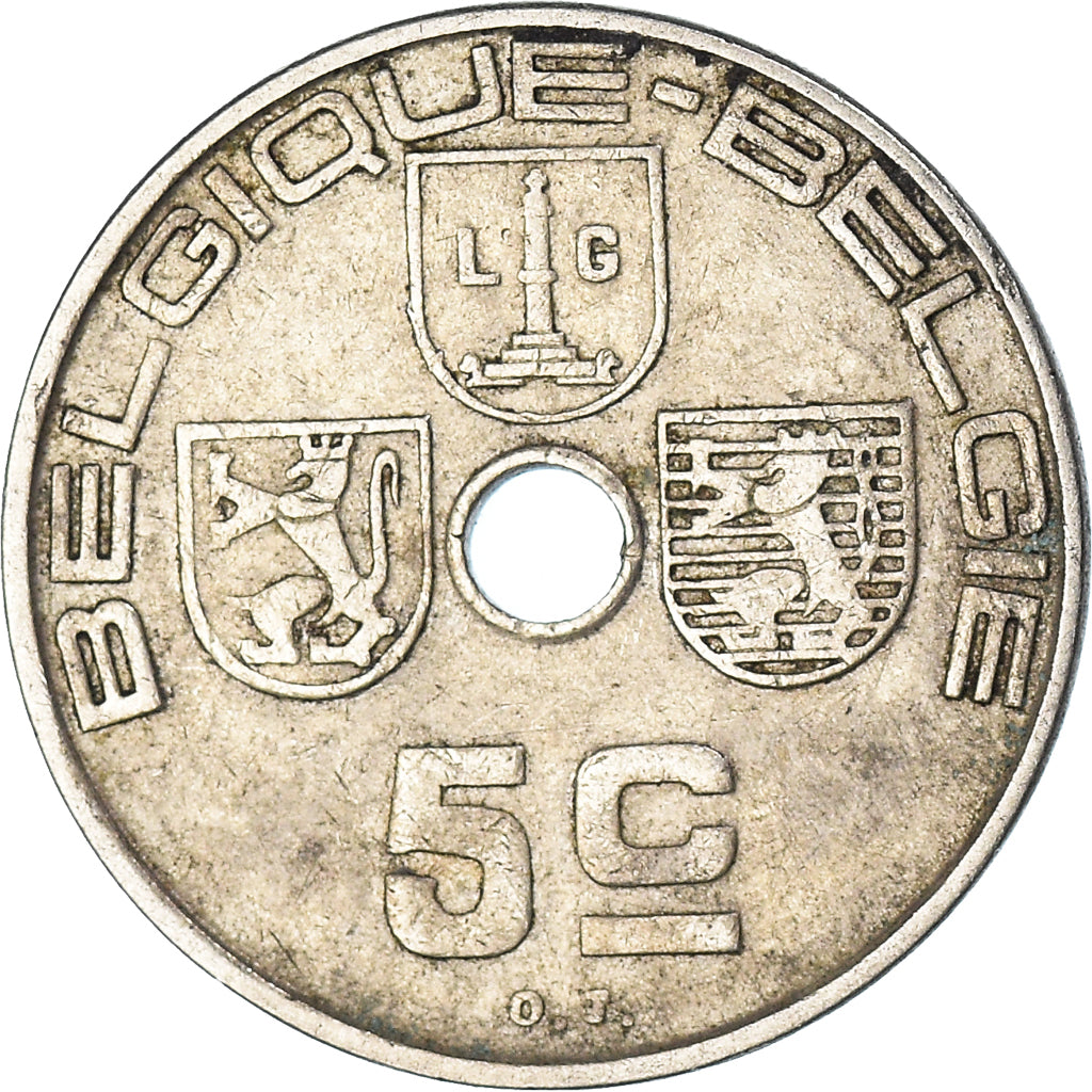 Monnaie, Belgique, 5 Centimes, 1938