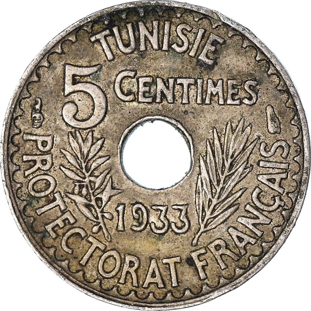 Munten, Tunisië, 5 Centimes, 1933