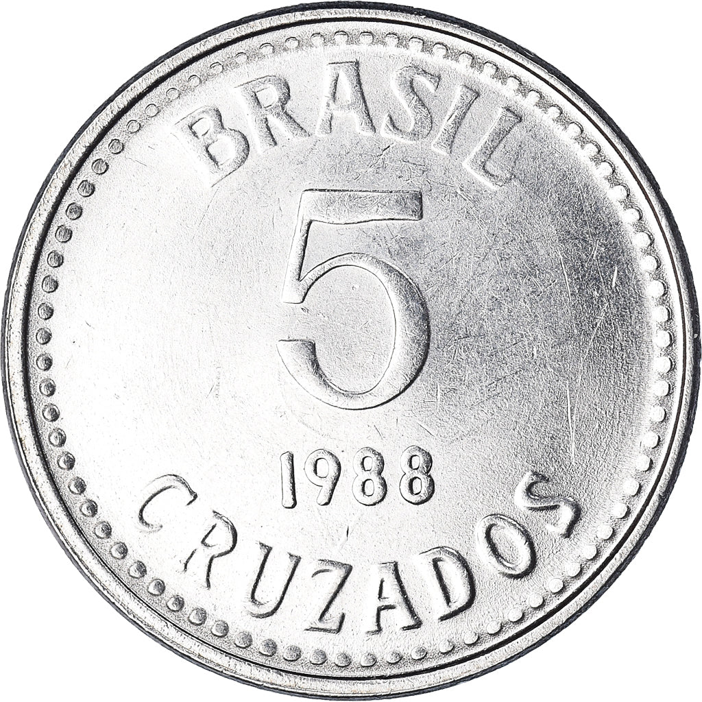 Münze, Brasilien, 5 Cruzados, 1988