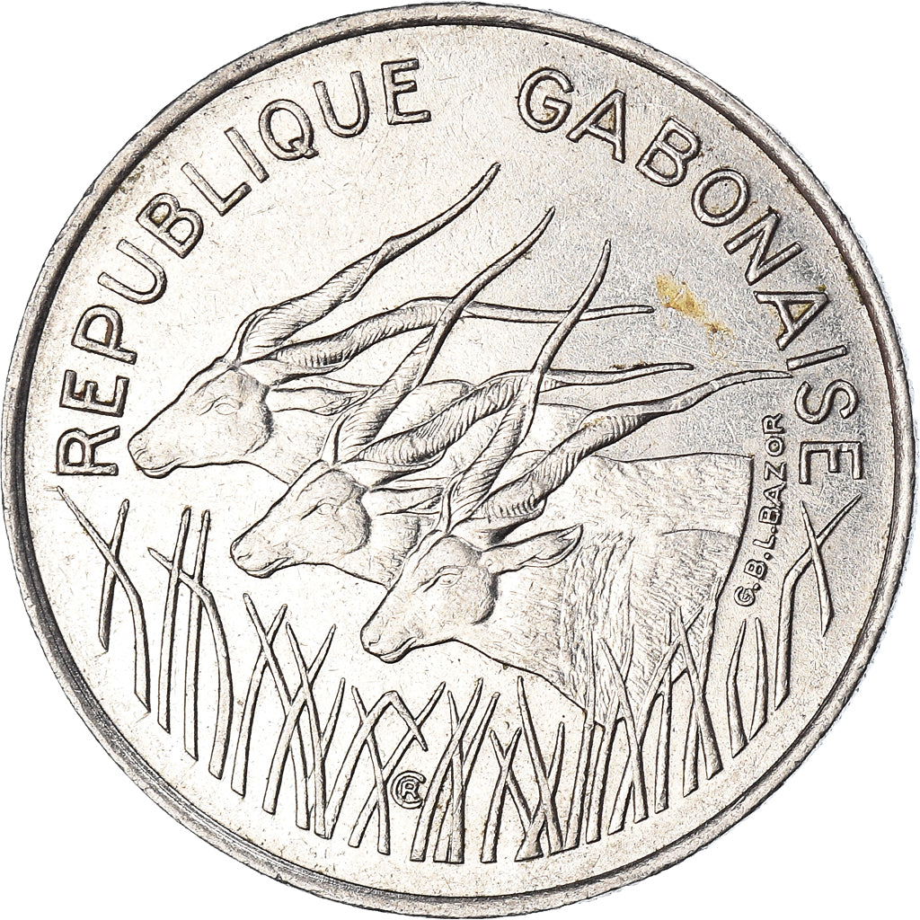Moneda, Gabón, 100 Francs, 1975
