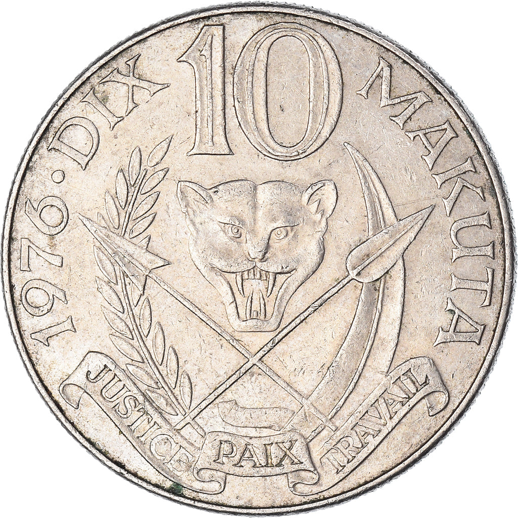 Munten, Zaïre, 10 Makuta, 1976