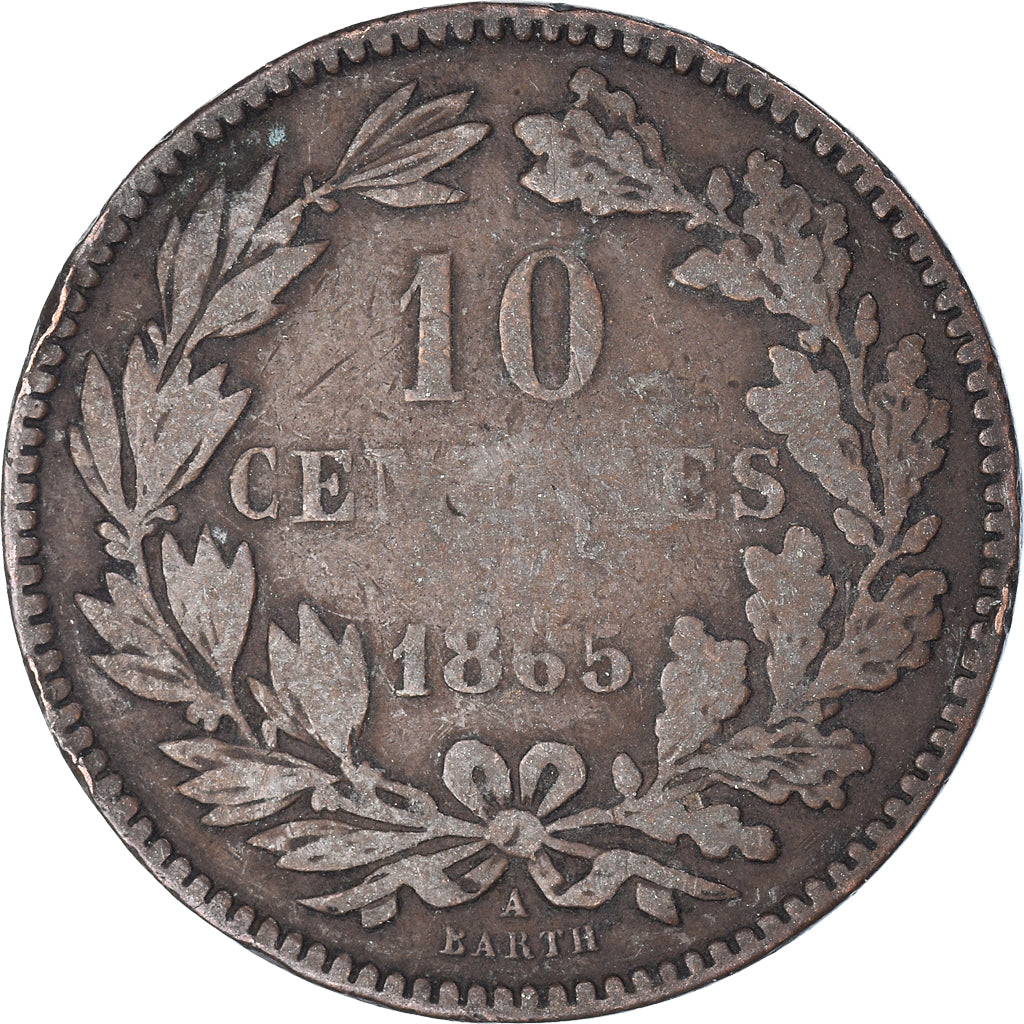 Moeda, Luxemburgo, 10 Centimes, 1865