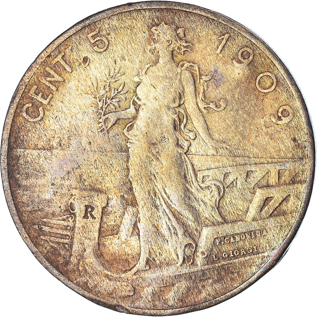 Moeda, Itália, 5 Centesimi, 1909