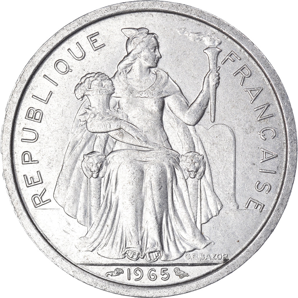 Moneta, Polinezja Francuska, 2 Francs, 1965