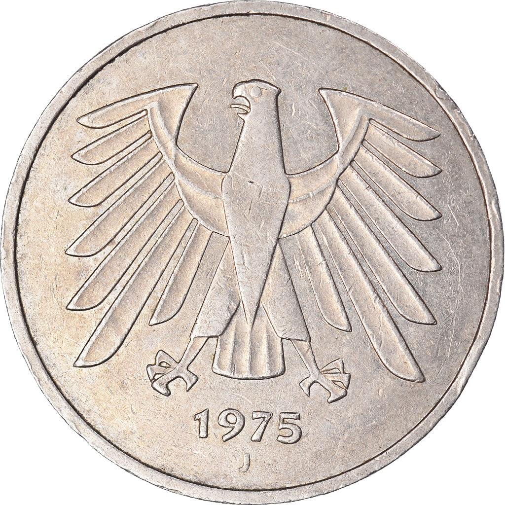 Moneda, ALEMANIA - REPÚBLICA FEDERAL, 5 Deutsche Mark, 1975
