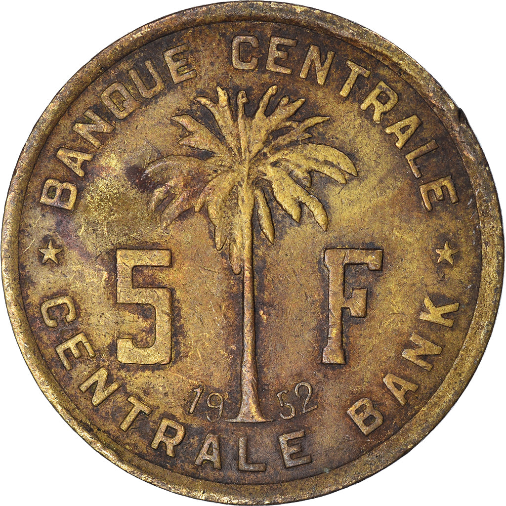 Coin, Belgian Congo, 5 Francs, 1952