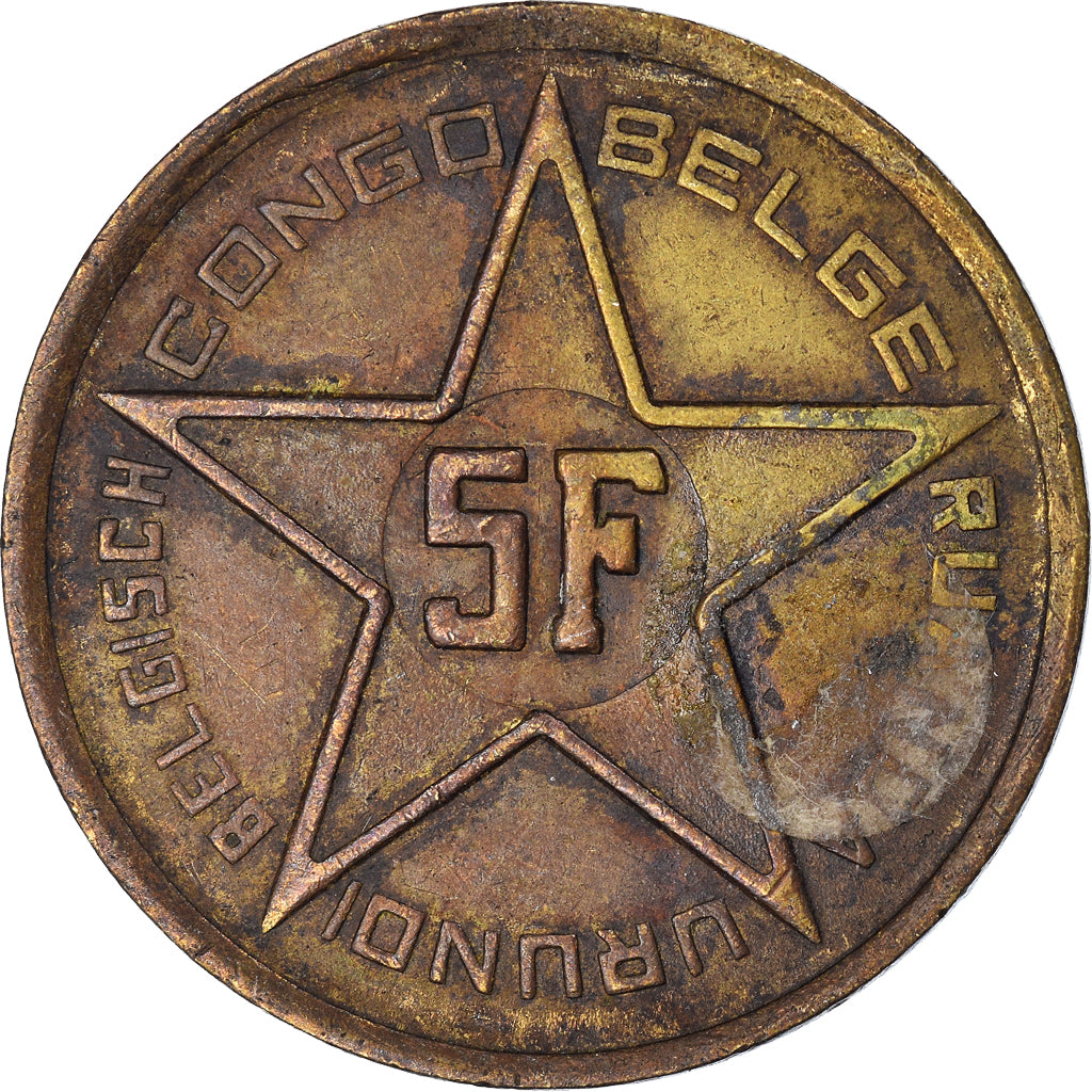 Coin, Belgian Congo, 5 Francs, 1952