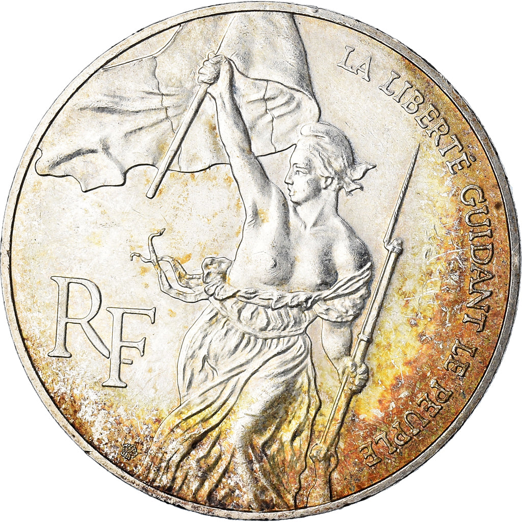 Moeda, França, Liberté guidant le peuple, 100 Francs, 1993, AU(55-58), Prata