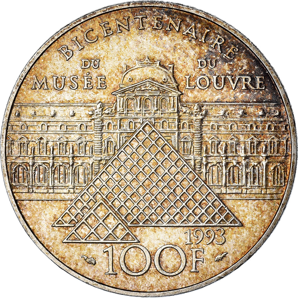 Moeda, França, Liberté guidant le peuple, 100 Francs, 1993, AU(55-58), Prata