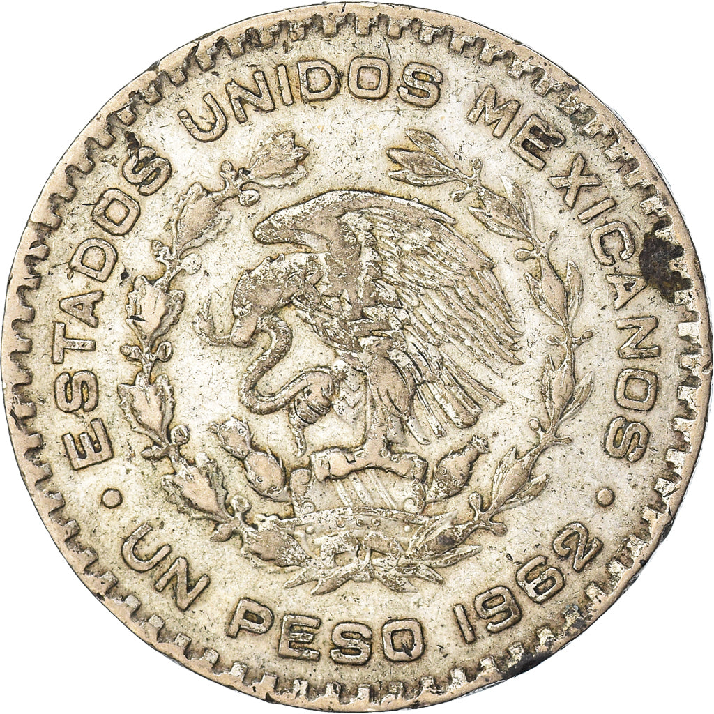 Coin, Mexico, Peso, 1962, Mexico City, EF(40-45), Silver, KM:459