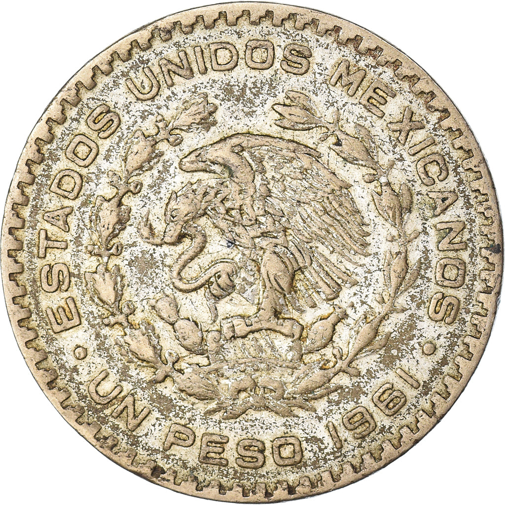 Coin, Mexico, Peso, 1961, Mexico City, EF(40-45), Silver, KM:459