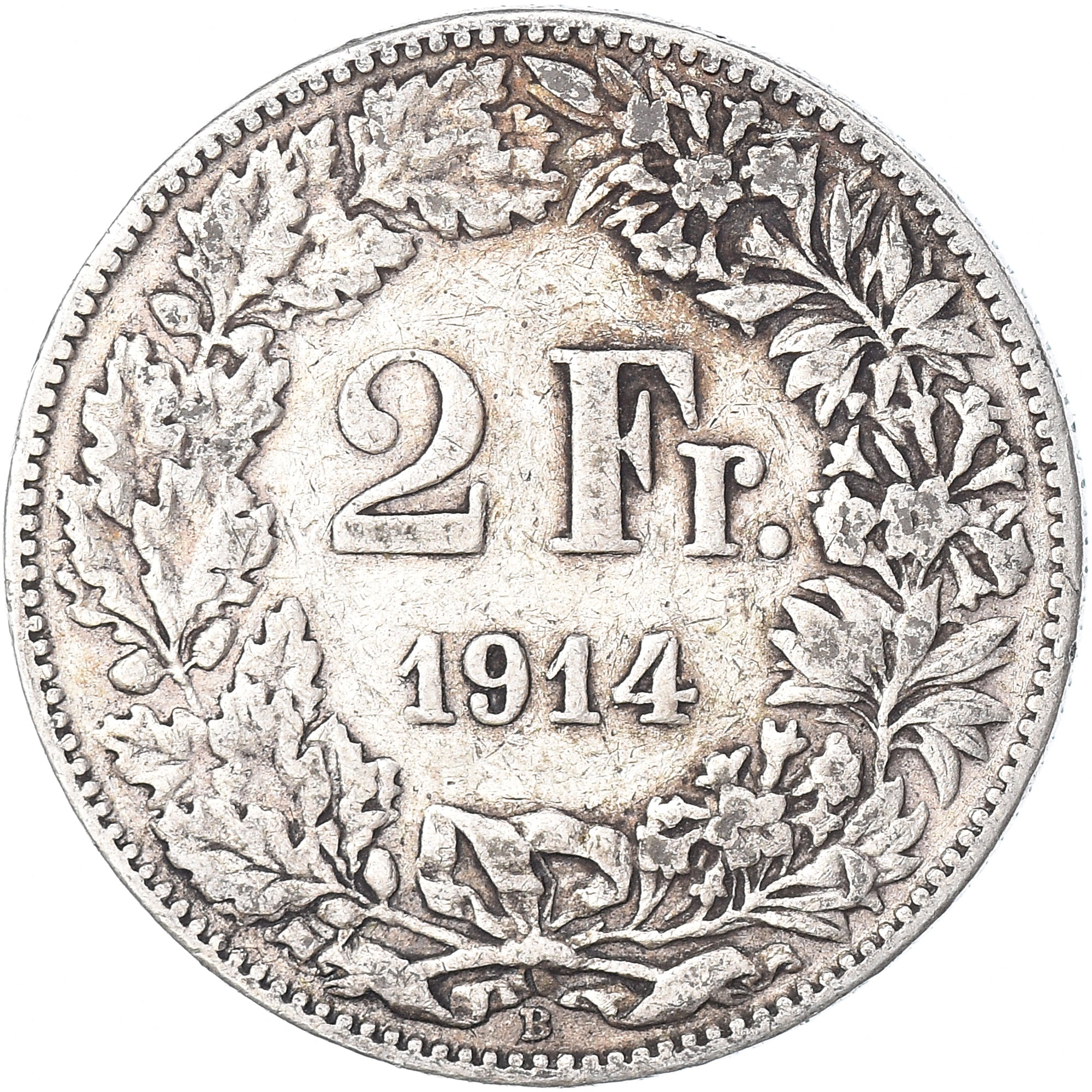 Coin, Switzerland, 2 Francs, 1914, Bern, VF(30-35), Silver, KM:21