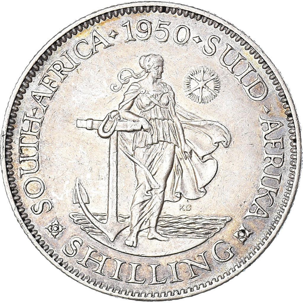 Coin, South Africa, George VI, Shilling, 1950, AU(50-53), Silver, KM:37.1