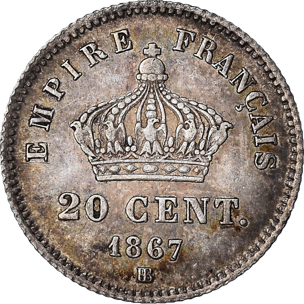 Monnaie, France, Napoleon III, Napoléon III, 20 Centimes, 1867, Strasbourg