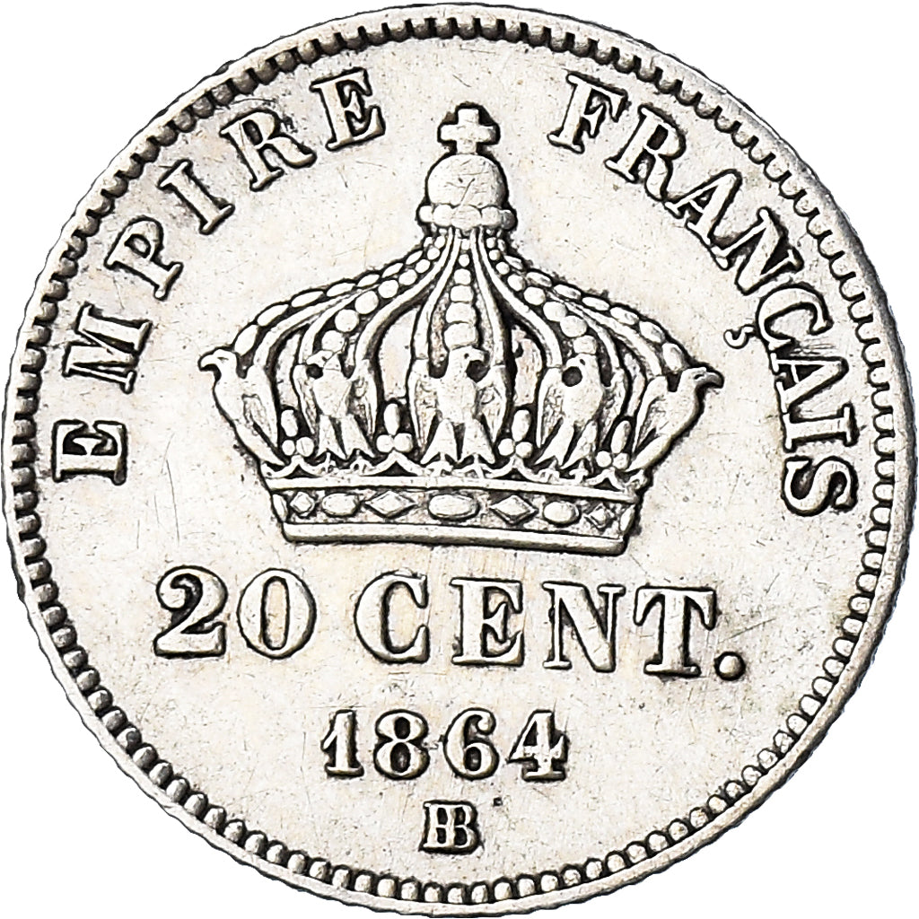 Coin, France, Napoleon III, Napoléon III, 20 Centimes, 1864, Strasbourg