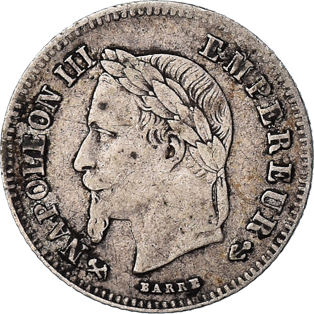 Moneda, Francia, Napoleon III, Napoléon III, 20 Centimes, 1866, Bordeaux, BC+
