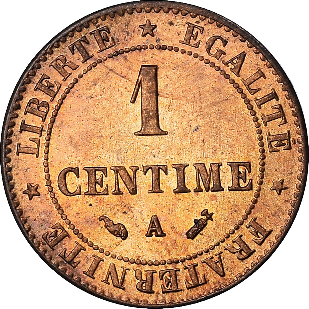 Munten, Frankrijk, Cérès, Centime, 1887, Paris, FDC, Bronzen, KM:826.1