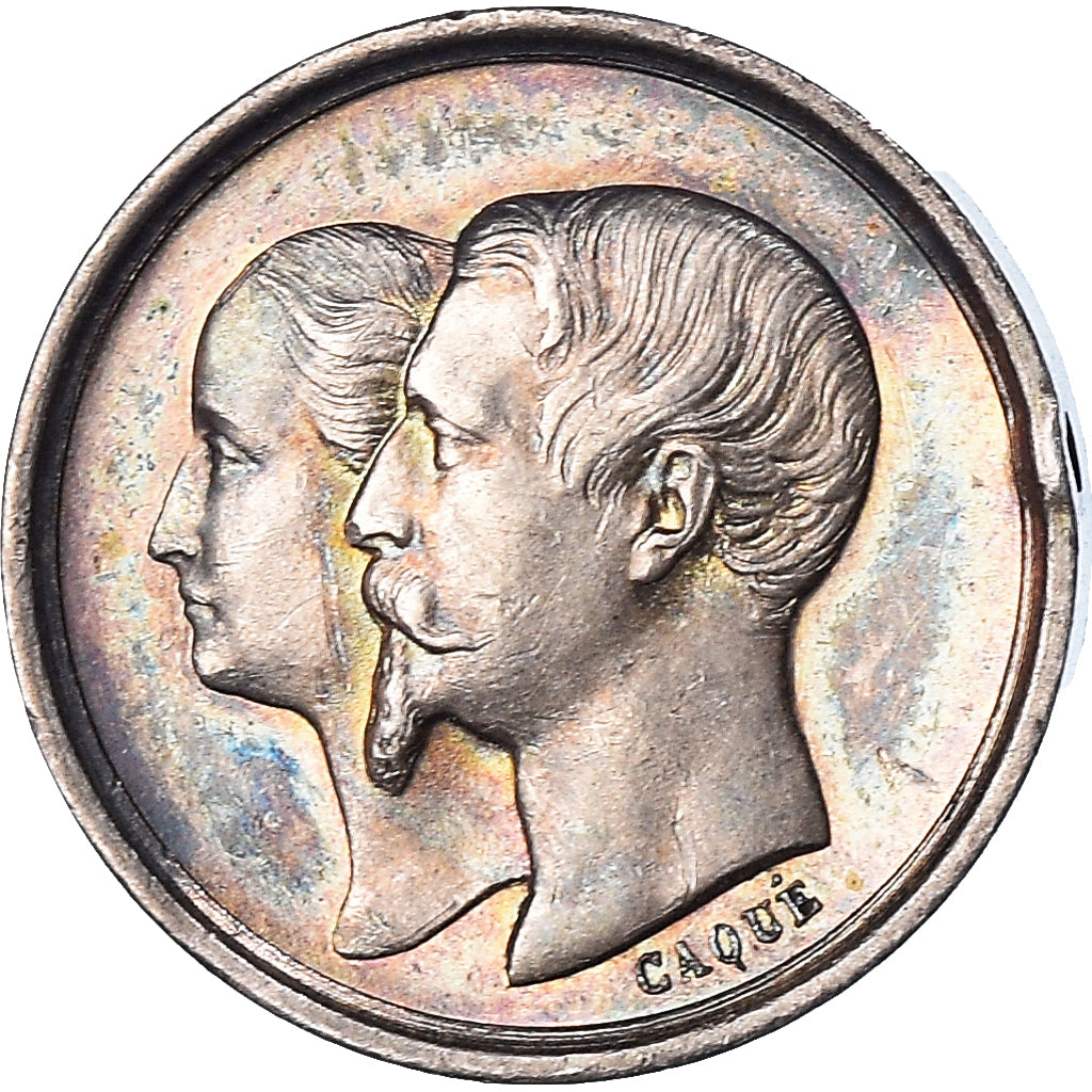Francja, Quinaire, 1856, NAISSANCE DE NAPOLÉON IV, AU(50-53), Srebro