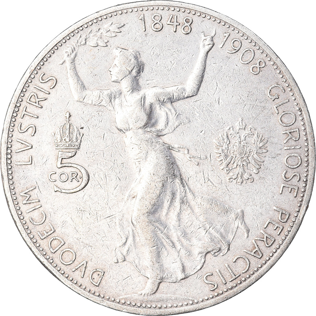 Coin, Austria, Franz Joseph I, 5 Corona, 1908, VF(20-25), Silver, KM:2809