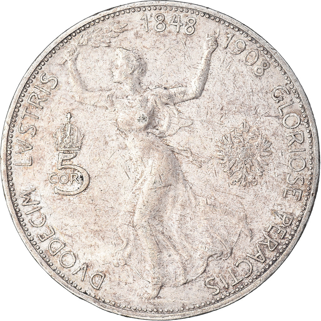 Moneta, Austria, Franz Joseph I, 5 Corona, 1908, MB, Argento, KM:2809