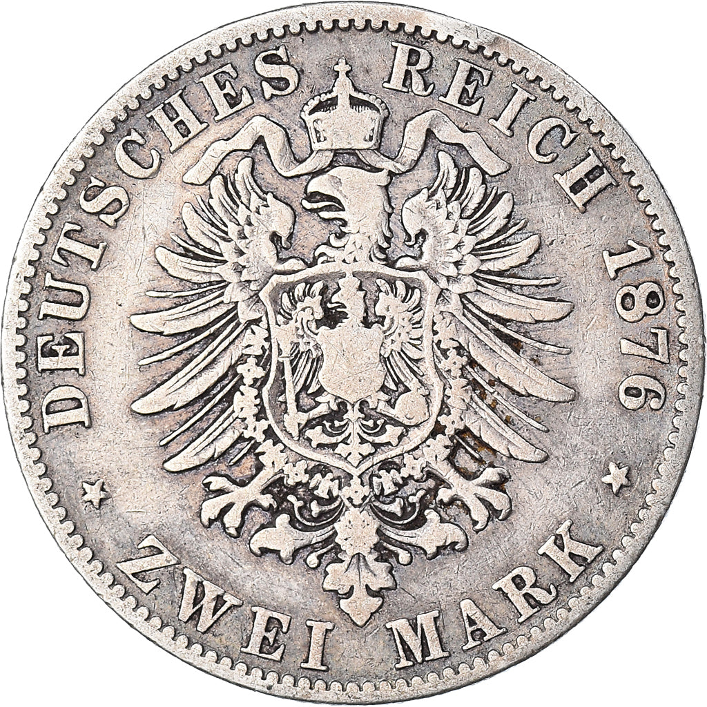 Moeda, Estados Alemães, PRUSSIA, Wilhelm I, 2 Mark, 1876, Cleves, VF(30-35)