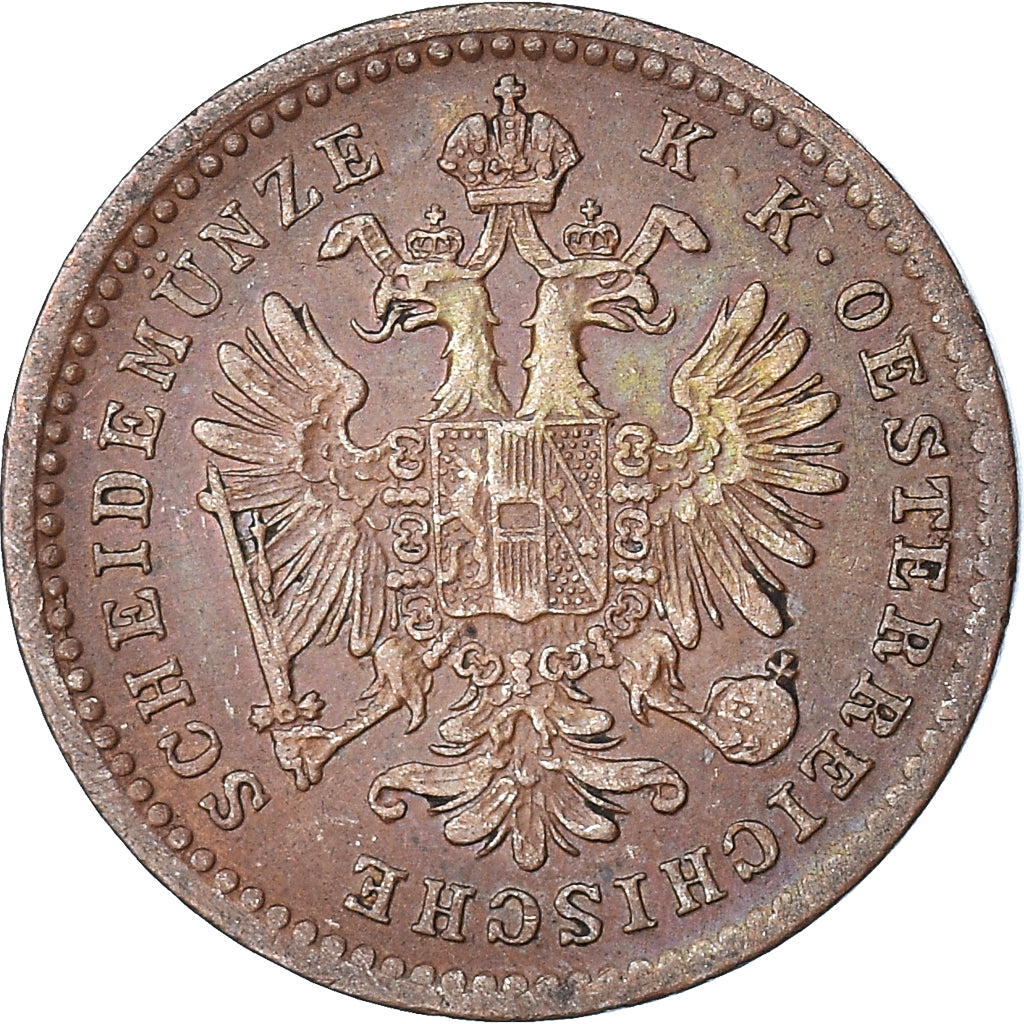 Moneta, Austria, Franz Joseph I, Kreuzer, 1858, Kremnitz, BB, Rame, KM:2186
