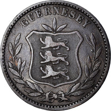 Munten, Guernsey, 8 Doubles, 1885, Heaton, Birmingham, ZF, Bronzen, KM:7