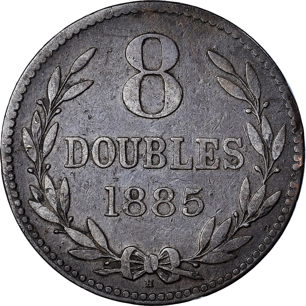 Monnaie, Guernesey, 8 Doubles, 1885, Heaton, Birmingham, TTB, Bronze, KM:7