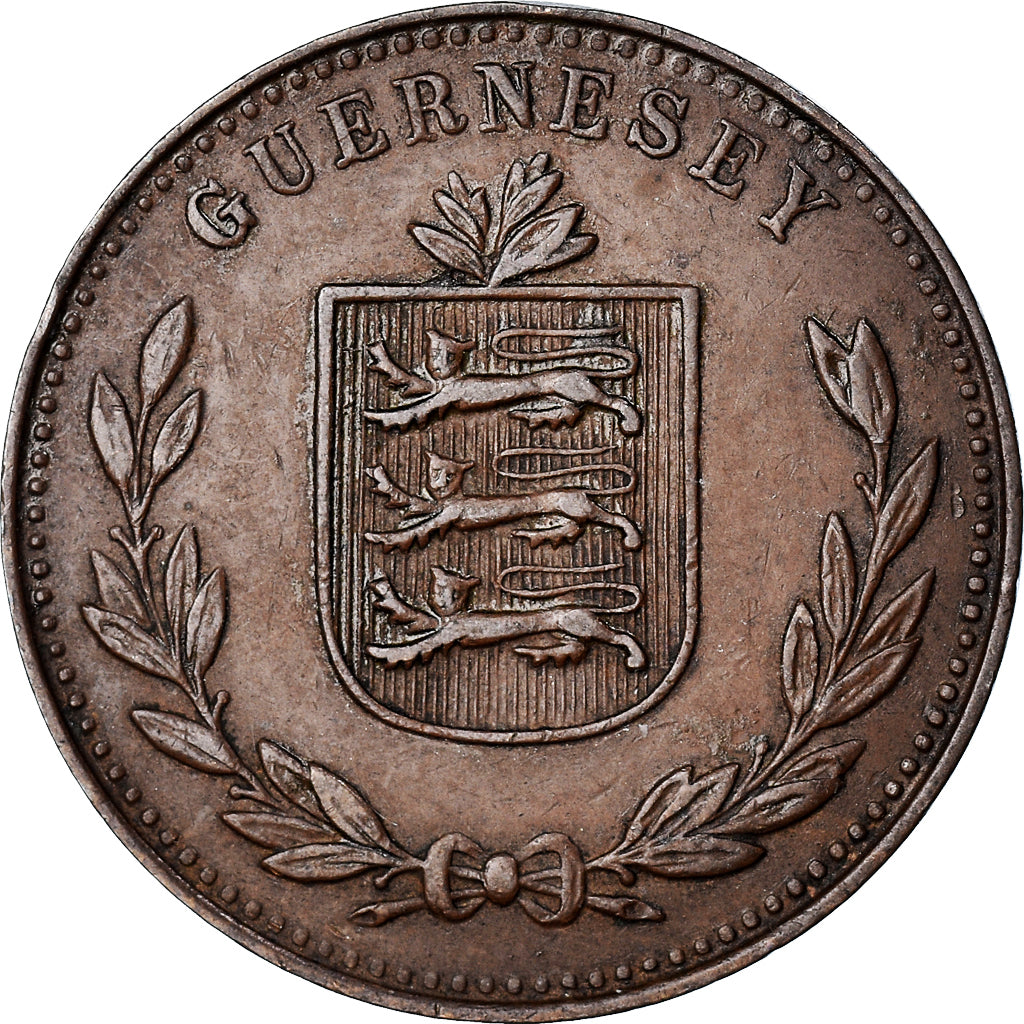 Monnaie, Guernesey, 8 Doubles, 1934, Heaton, Birmingham, TTB+, Bronze, KM:14