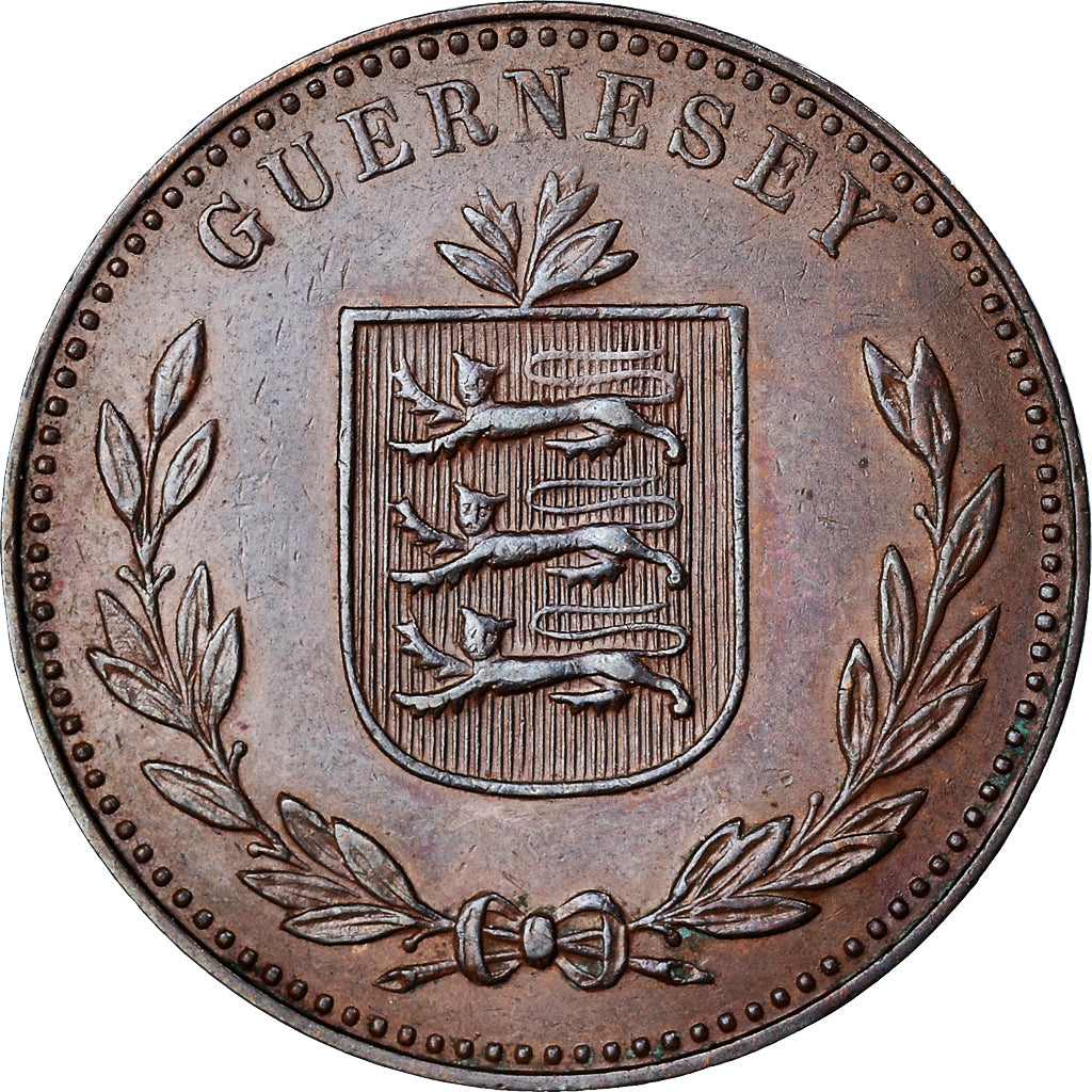 Coin, Guernsey, 8 Doubles, 1945, Heaton, Birmingham, AU(50-53), Bronze, KM:14