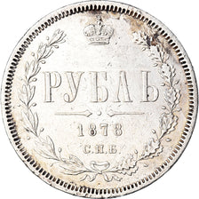 Moneda, Rusia, Alexander II, Rouble, 1878, Saint-Petersburg, MBC+, Plata, KM:25