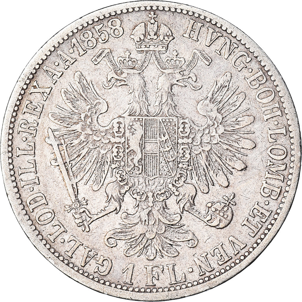 Moneta, Austria, Franz Joseph I, Florin, 1858, Vienna, VF(30-35), Srebro