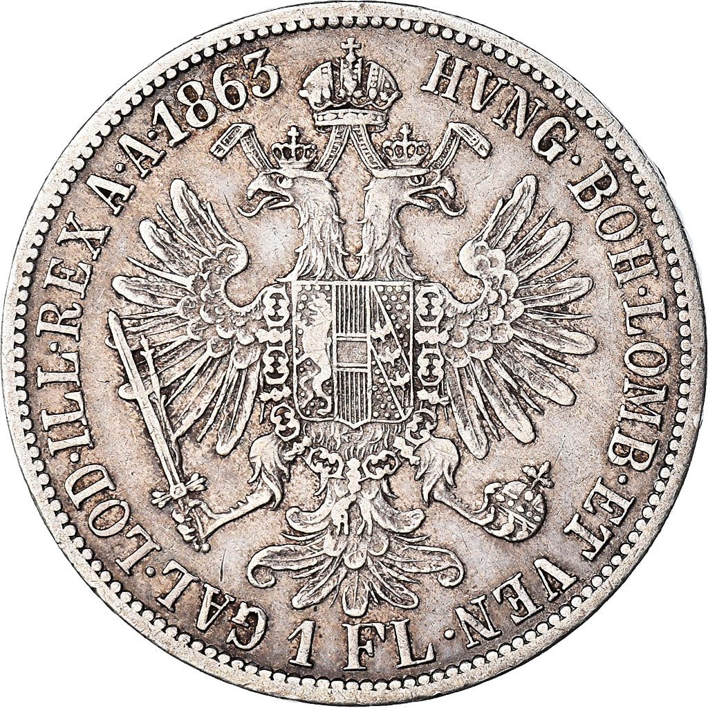 Coin, Austria, Franz Joseph I, Florin, 1863, Vienna, EF(40-45), Silver, KM:2219