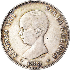 Coin, Spain, Alfonso XIII, 5 Pesetas, 1888, Madrid, EF(40-45), Silver, KM:689