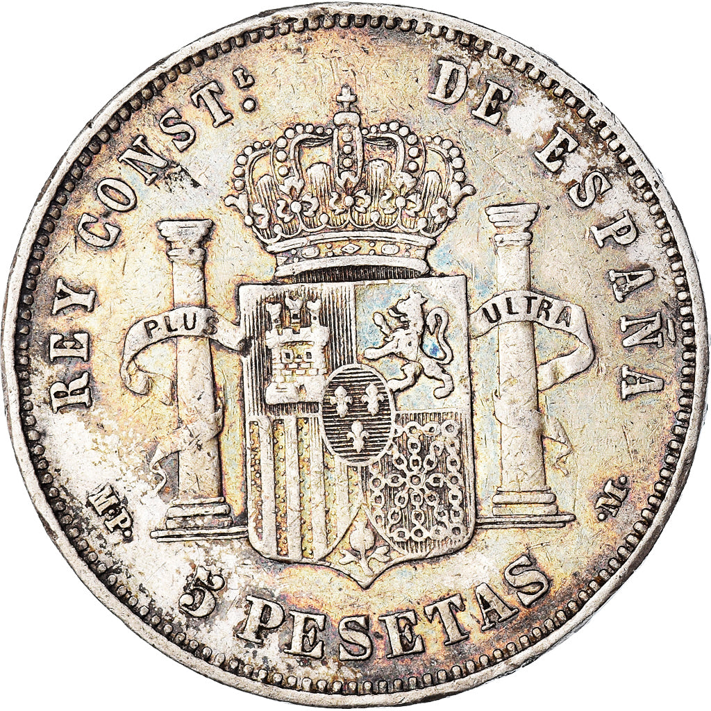 Coin, Spain, Alfonso XIII, 5 Pesetas, 1888, Madrid, EF(40-45), Silver, KM:689